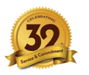 32 years in business logo
